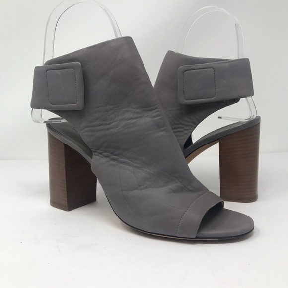 Vince Faye Open Toe Boot Block Heel Grey Leather - Picture 2 of 8
